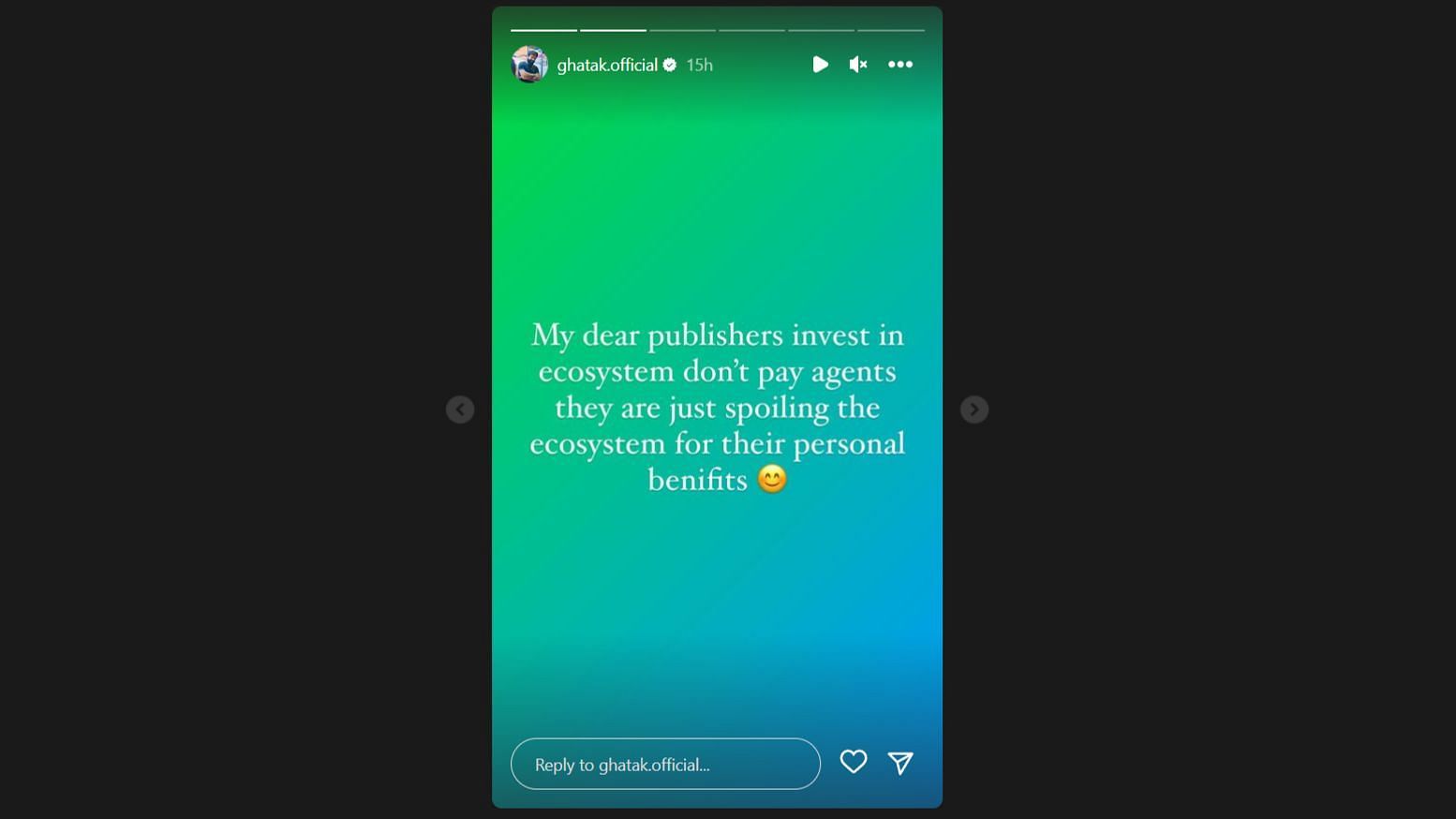 Ghatak's Instagram story addressing tournament organizers (Image via Instagram/ghatak.official)